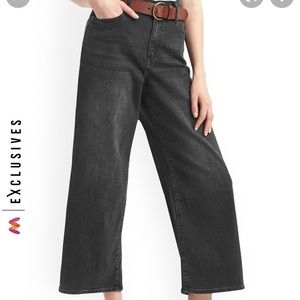 Grey Gap wide-leg high-rise crop jeans size 24